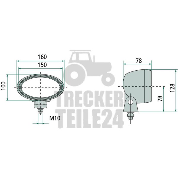 Arbeitsscheinwerfer Oval 100 12/24V